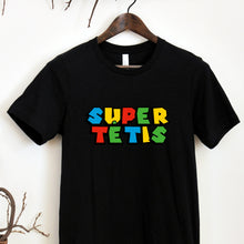Load image into Gallery viewer, juodi marškinėliai super mario super tėtis