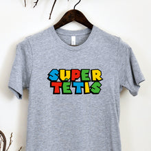 Load image into Gallery viewer, pilki marškinėliai super mario super tėtis