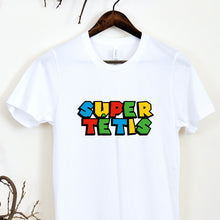 Load image into Gallery viewer, balti vyriški marškinėliai super mario super tėtis