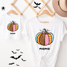 Įkelti vaizdą į galerijos rodinį, Marškinėliai mamai ir dukrai su moliūgu Mama ir Mini