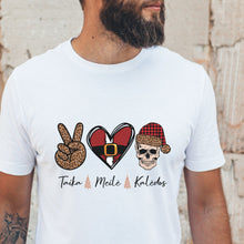 Įkelti vaizdą į galerijos rodinį, Kalėdiniai marškinėliai "Taika, Meilė, Kalėdos", universalūs S-3XL