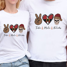 Įkelti vaizdą į galerijos rodinį, Kalėdiniai marškinėliai "Taika, Meilė, Kalėdos", universalūs S-3XL