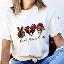 Įkelti vaizdą į galerijos rodinį, Kalėdiniai marškinėliai "Taika, Meilė, Kalėdos", universalūs S-3XL