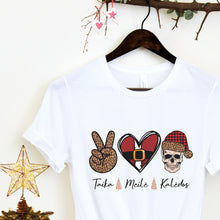 Įkelti vaizdą į galerijos rodinį, Kalėdiniai marškinėliai "Taika, Meilė, Kalėdos", universalūs S-3XL