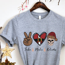 Įkelti vaizdą į galerijos rodinį, Kalėdiniai marškinėliai "Taika, Meilė, Kalėdos", universalūs S-3XL