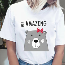 Įkelti vaizdą į galerijos rodinį, balti moteriski marskineliai su meskiu ir uzrasu mrs. amazing