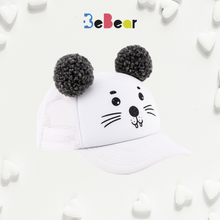 Load image into Gallery viewer, Kepurė PELIUKAS su ausimis - Pom Pom bumbulais