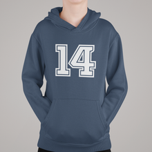 Įkelti vaizdą į galerijos rodinį, Linksmas vaikiškas Kalėdinis džemperis su gobtuvu ir VARDU, 4-12 metų