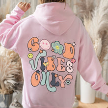 Įkelti vaizdą į galerijos rodinį, Džemperis su gobtuvu paauglei "Good vibes only", S-3XL