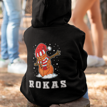 Įkelti vaizdą į galerijos rodinį, Linksmas vaikiškas Kalėdinis džemperis su gobtuvu ir VARDU, 4-12 metų