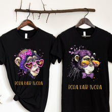 Įkelti vaizdą į galerijos rodinį, Marškinėliai porai su beždžione "Pora kaip tvora", XS-3XL