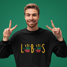 Įkelti vaizdą į galerijos rodinį, juodas dzemperis su zodziu labas ir lietuvos spalvomis