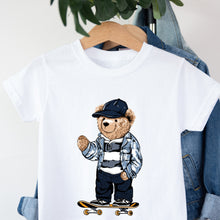 Load image into Gallery viewer, Marškinėliai tėčiui ir sūnui su meškiu ant riedlentės

