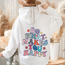 Lade das Bild in den Galerie-Viewer, Universalus džemeperis su tekstu ant nugaros &quot;Do what makes you happy&quot;, S-XL
