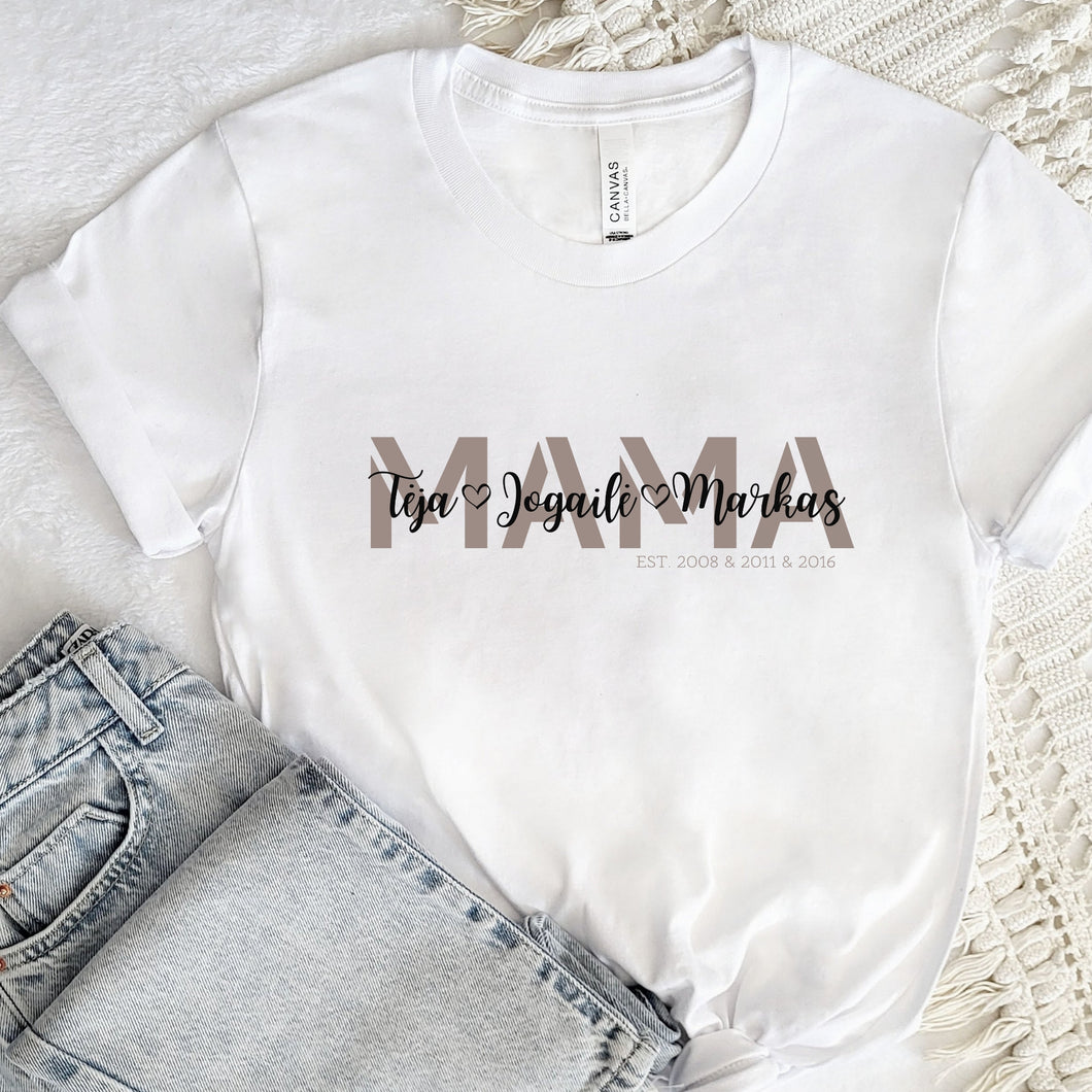 Marškinėliai su vaikų vardais MAMAI, S-2XL