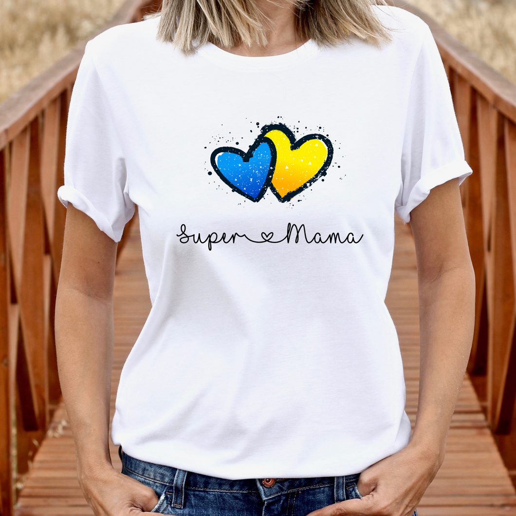 Marškinėliai Super Mama, Ukrainos mamoms, S-3XL