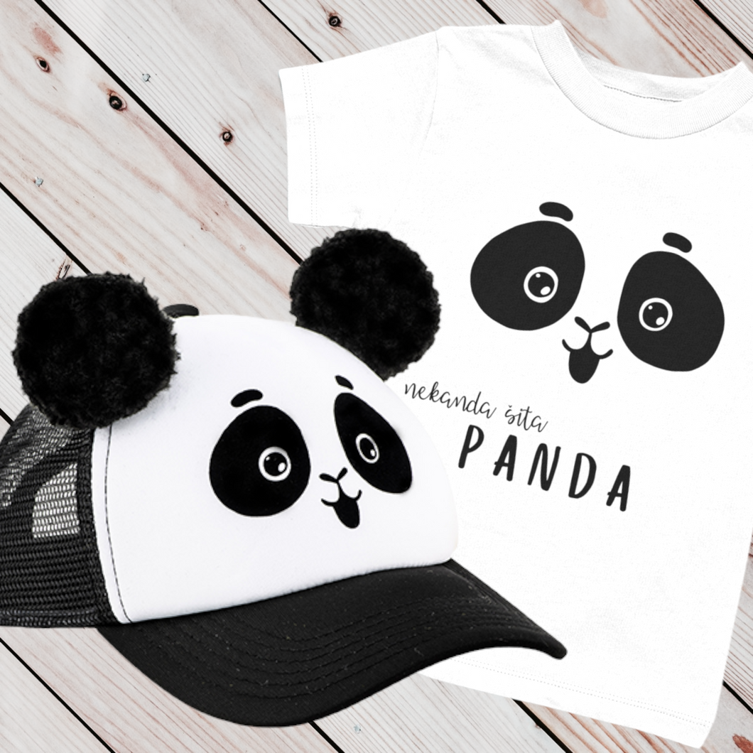 Kepurė PANDA su ausimis - Pom Pom bumbulais